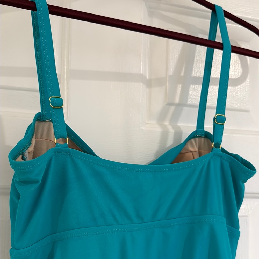 Teal Ruched Tankini Top - Picture 5 of 7